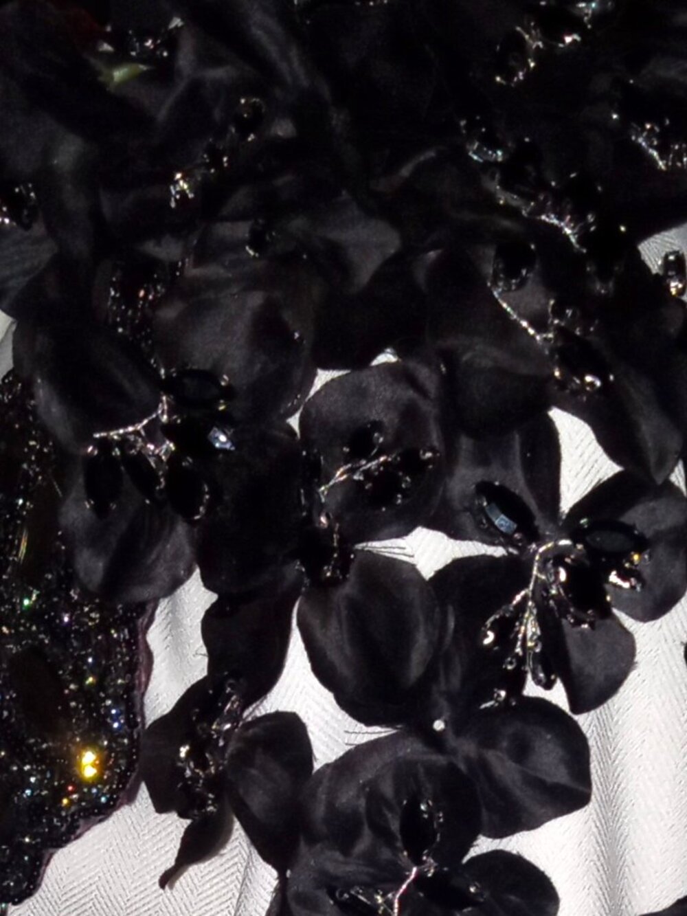 Midnight Rose Rhinestone & Chain Brooch - Picture 3 of 6
